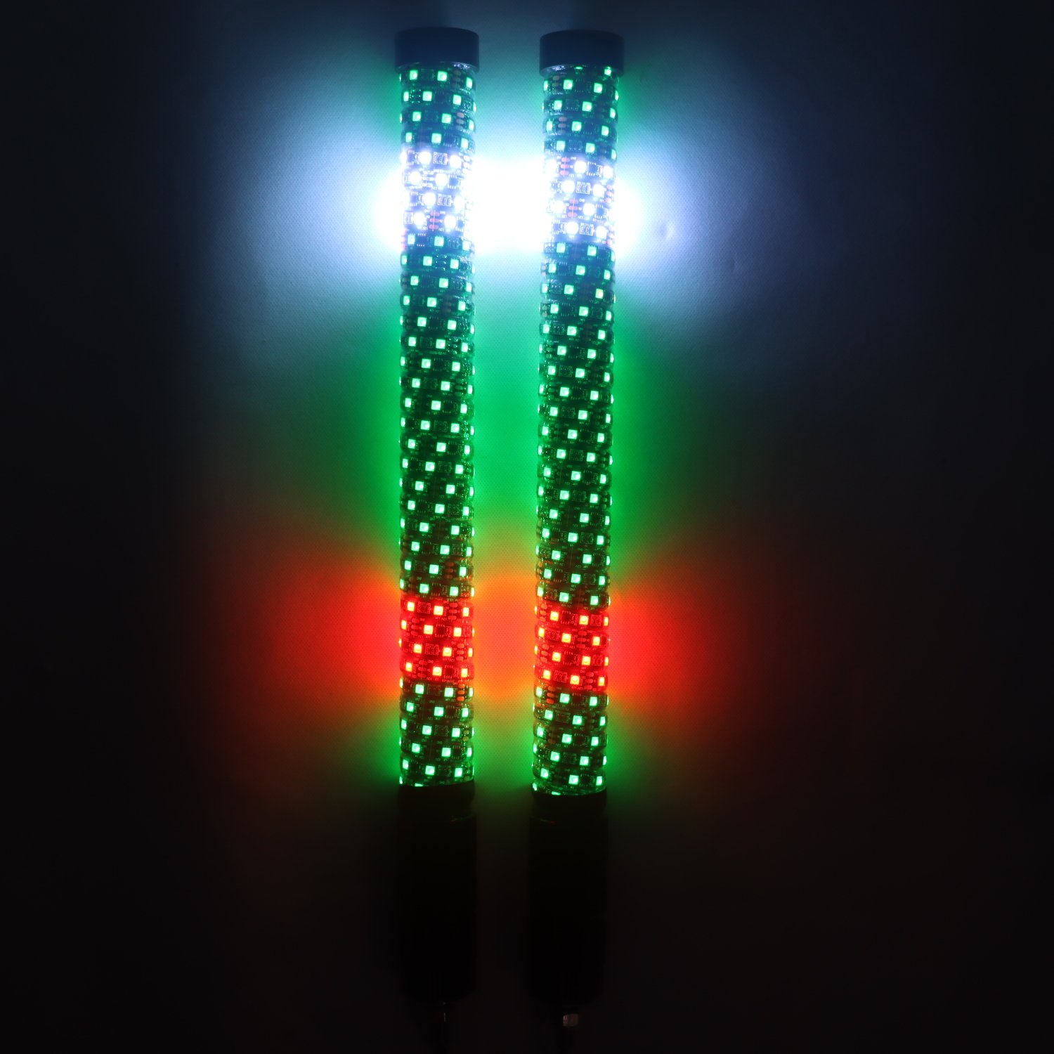 2FT Spiral Chasing Fat Whip LED Light Antenna RGB Chasing Fat LED Chase Whip for UTV