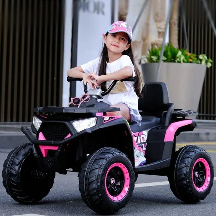 Wholesale 12V Kids Electric Motorcycle Big Wheels Power Battery Music Light Remote Control New Plastic ATV Quad Ride Car