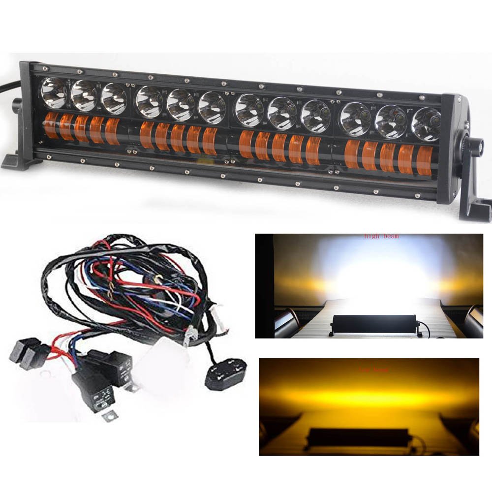 New Style Ip67 Truck Led Driving Light Dual Rows White & amber high low beam waterproof Driving Light for Truck Off Road ATV