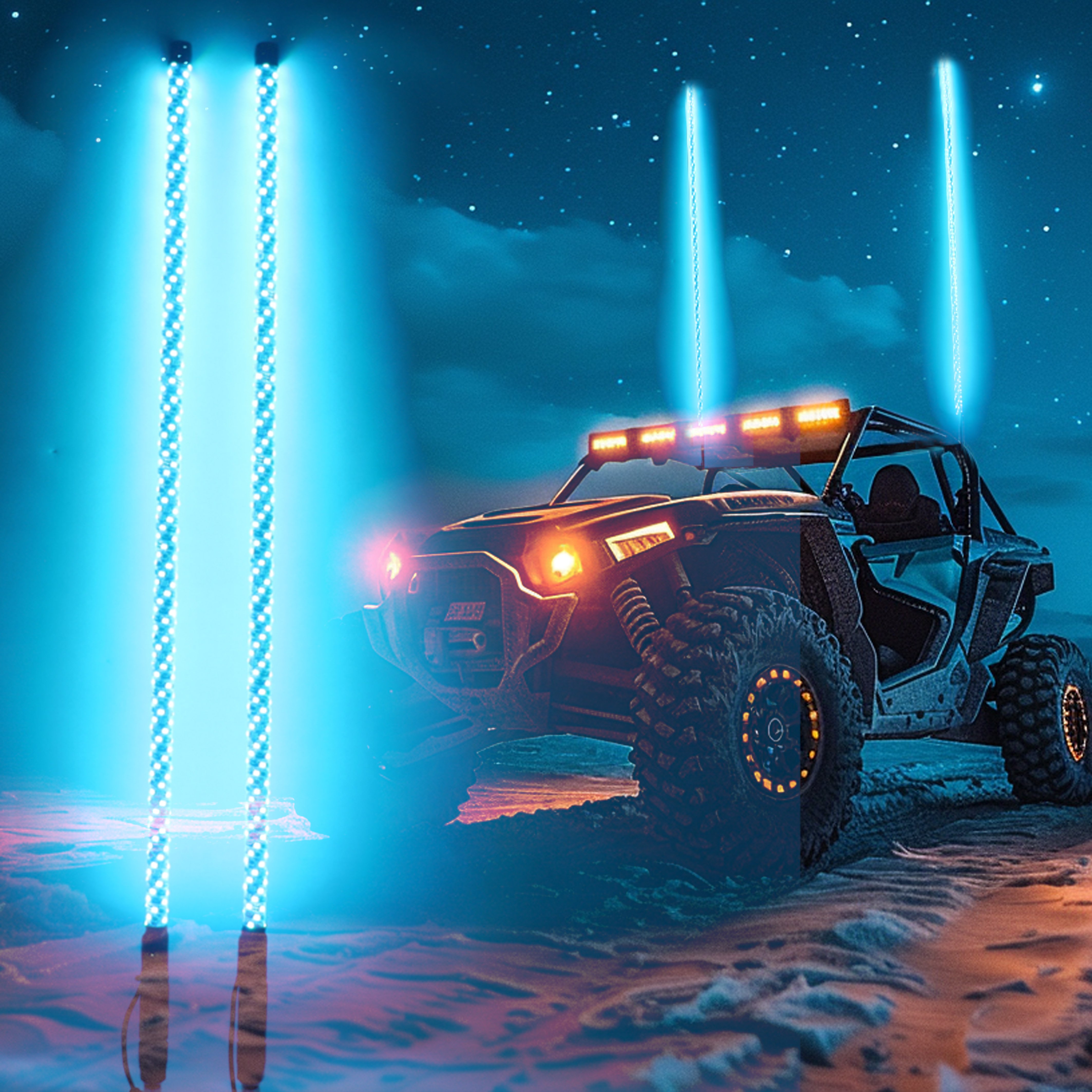 Enhance Your Off-Road Ride 3ft ATV UTV RGB Chasing LED Whip Lights Buggy Whip Lights LED Whip Lights