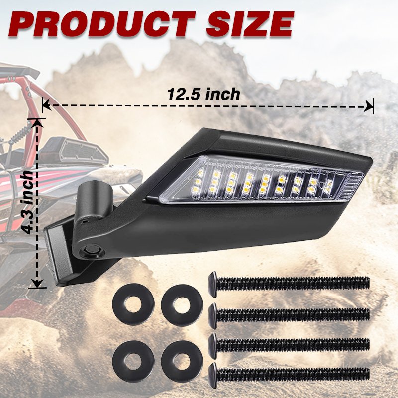 360 Degree Adjustable Side View Mirror with LED ATV Rearview Mirror Turn Signal Lights for Can Am Maverick X3 RS DS Max Turbo R