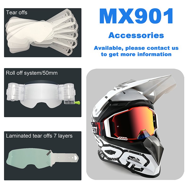 VEST MX901 Quick Release MX Goggles Custom Logo Strap Lens Roll Off Laminated Tear Offs Dirt Bike Motocross Goggles Glasses