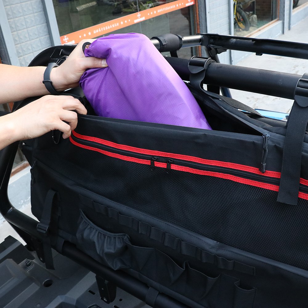 Black ATV UTV Large Roll Cage Accessories Rear Trunk Storage Bags Organizer