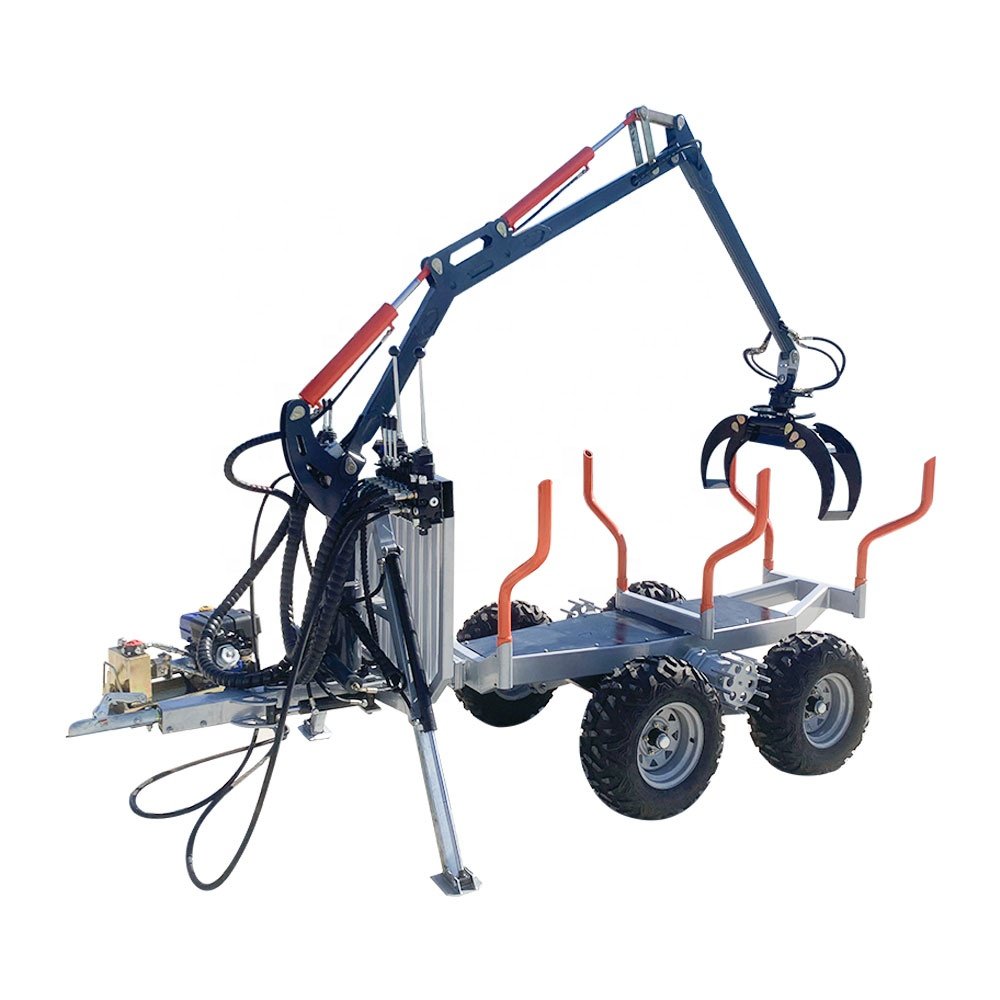 1.5ton Atv Log Loader With High Speed Wheels / Double Axles Log Loader With Crane