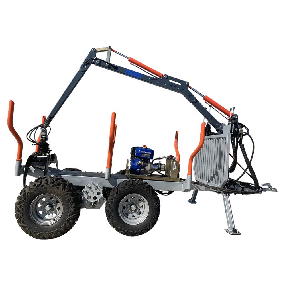 1.5ton Atv Log Loader With High Speed Wheels / Double Axles Log Loader With Crane