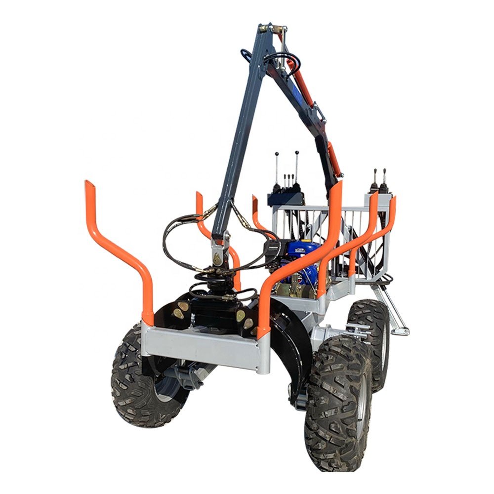 1.5ton Atv Log Loader With High Speed Wheels / Double Axles Log Loader With Crane