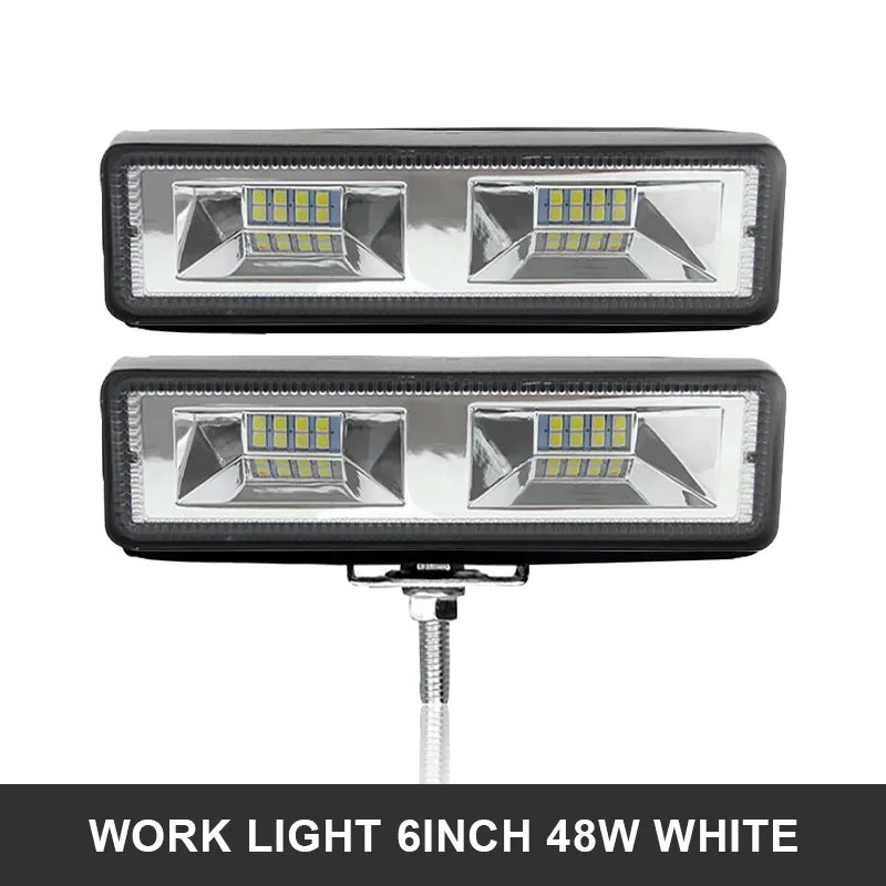 JHS Work Light 48W 6inch Flash Waterproof IP68 12V 24V Led Working Lamp Red Blue White Strobe for SUV ATV Offroad