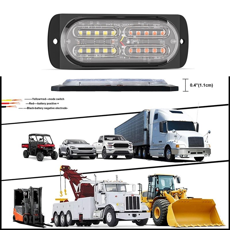 20 LED Car Strobe Warning Light Amber Flash Emergency Hazard Warning Lights Beacon Caution Flashing LED Side Light for Car Truck