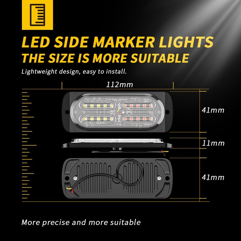 20 LED Car Strobe Warning Light Amber Flash Emergency Hazard Warning Lights Beacon Caution Flashing LED Side Light for Car Truck