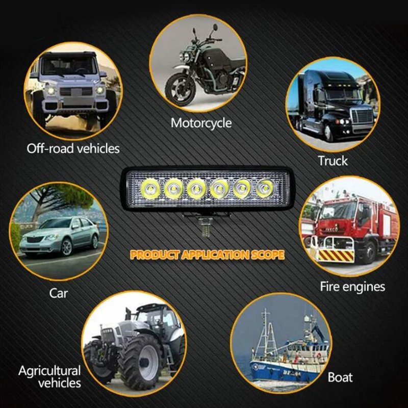 18w Led Car Work Light Bar 6 Inch 6 Led 18w Truck Modification Spotlight Long Strip Light for Atv Utv Ssv Parts