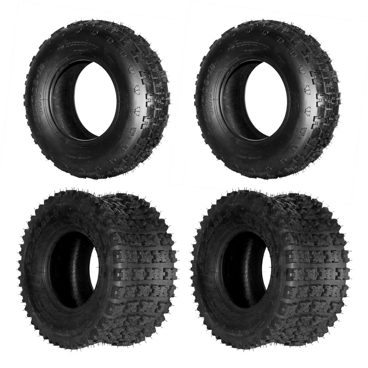NEW PRODUCTION ATV UTV Knobby Tires 21x7-10 Front & 20x10-9 Rear 4 Ply Tubeless
