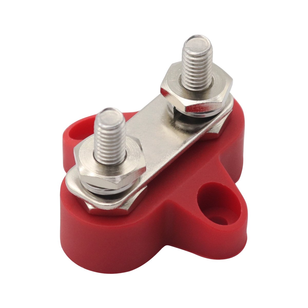 EL-BT09-M6 Power Terminal Block, 2 Stud Bus Bar, Nylon Base, Tin Plated Brass, Rustproof for Car, RV, ATV, M6,M8