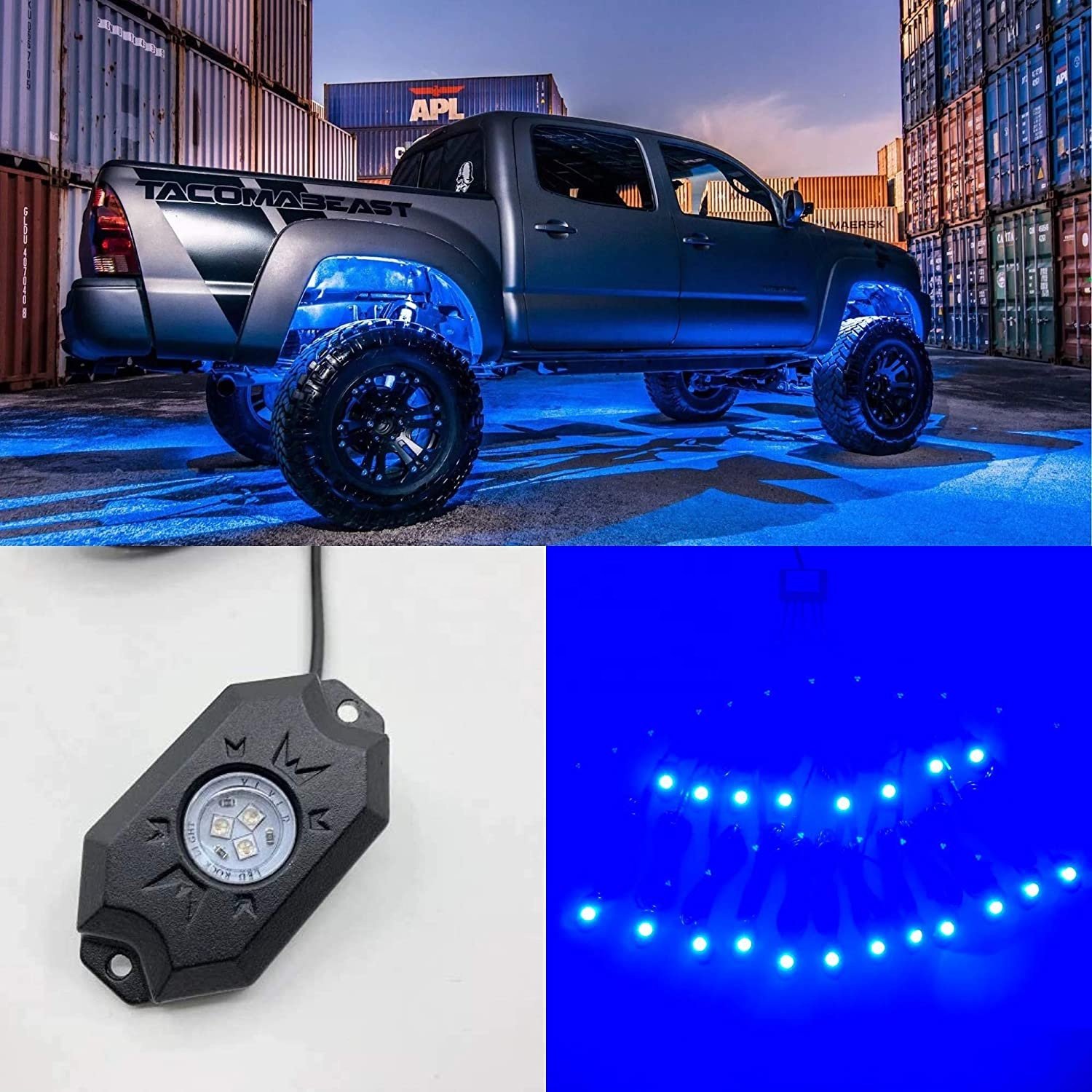 Super Bright LED Whip Light and Rock Light Set for ATV/UTV/RZR with Remote Control and BT Function - BMF Brand