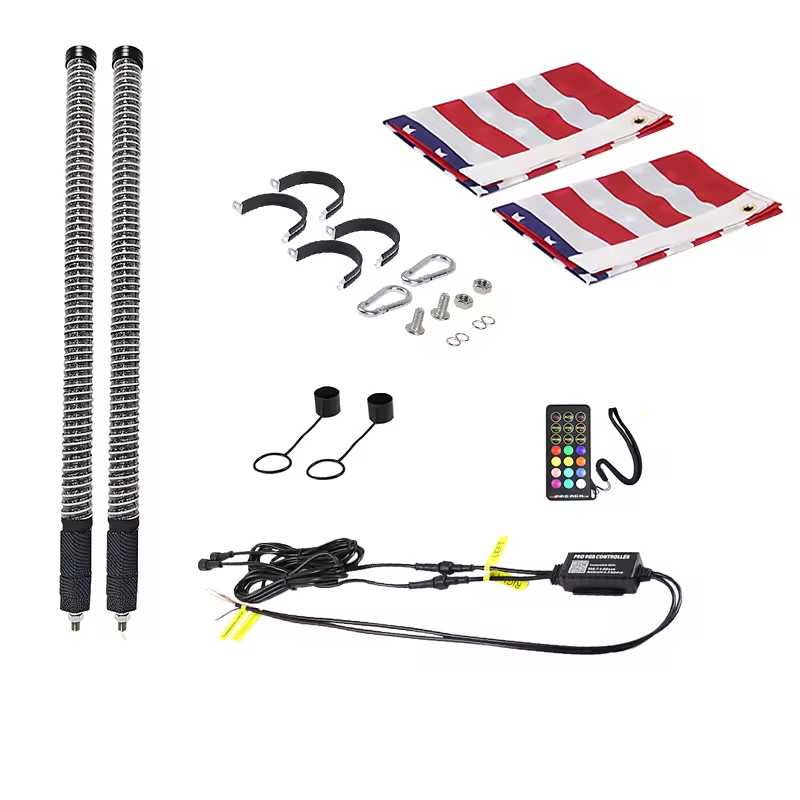 Spiral Fat COB Whip Light 1FT-4FT Bright Strong Safe LED Whip Light for Side by Side UTV ATV RF/APP Control Brake/Turn/Reverse