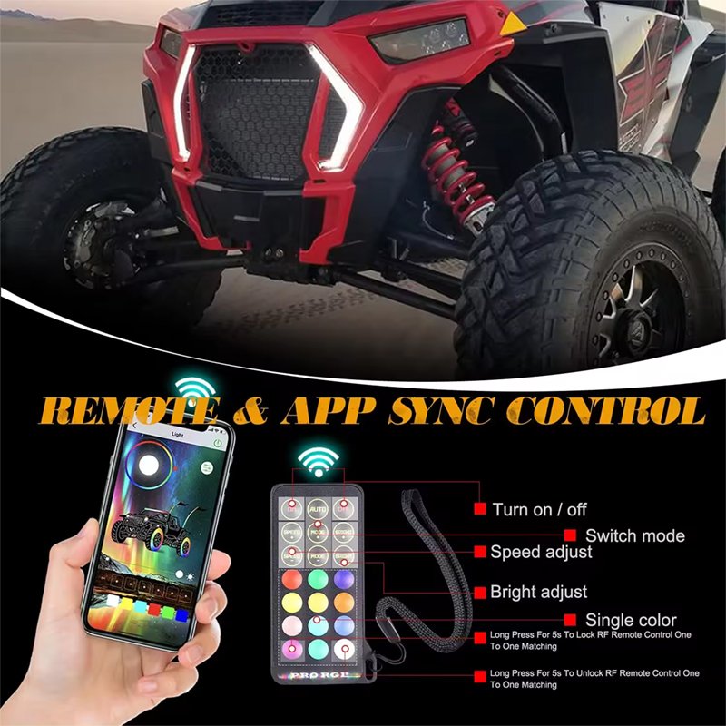 ATV UTV Series Headlights Smartphone Wireless Intelligent Control RGB LED Driving Turn signal Lights Suitable for RZR XP 1000