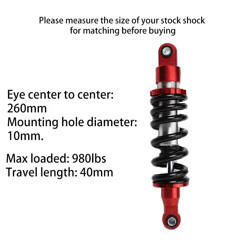 Factory-owned Eyetoeye 260mm Motorcycle Adjustable Shock Absorber Rear Suspension for Most PIT QUAD DIRT BIKE ATV BUGGY