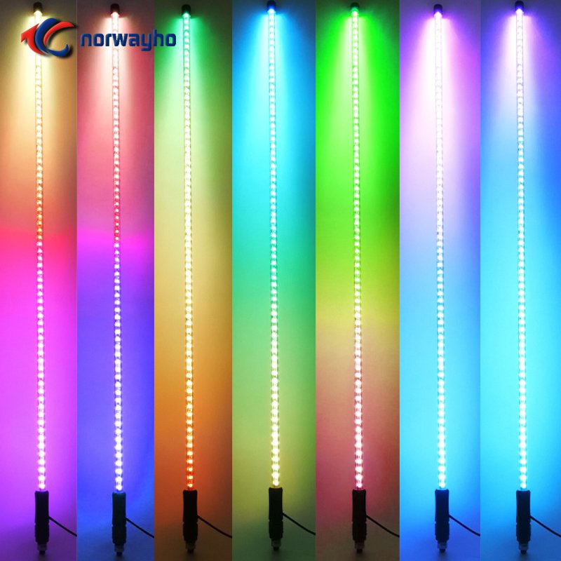 NWH-WRWB Wrapped Red/White/Blue Color LED Lighted Whips Single Steady Patriot Whip Suitable for ATV, UTV, RZR Lighted LED Whip