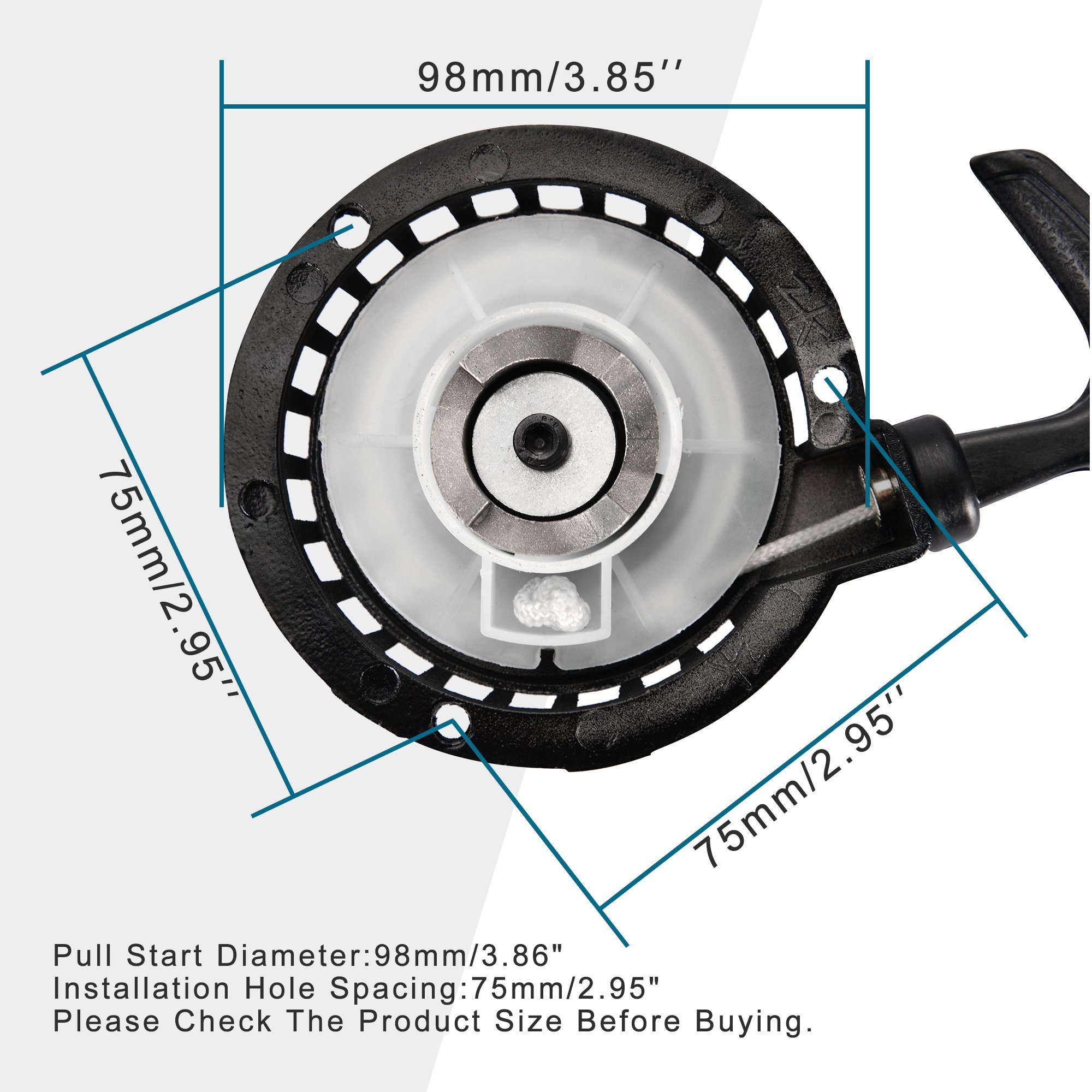 GOOFIT Motorcycle Black Pull Start Recoil Starter Replacement for 2 Stroke 43cc 47cc 49cc Brush Cutter ATV Mini Dirt Bike Scoote