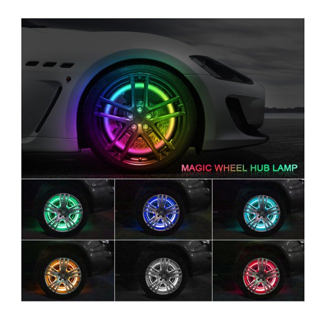 4PCS Atv Rock Led Light 17 Inch RGBW Wheel Ring Rim Tire Light Remote Control by App Truck Vehicle off Road Led Wheel Rim Light