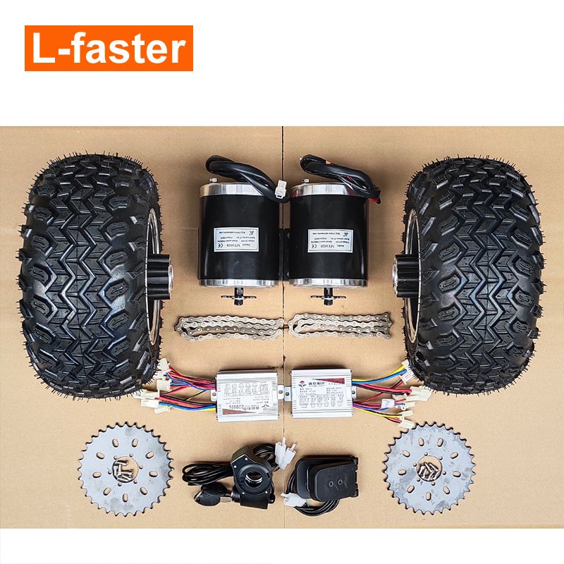 48V 1000W 10 Inch Fat Tire Electric ATVs Go Kart Dual Chain Driven High Speed Brushed Motor Kit