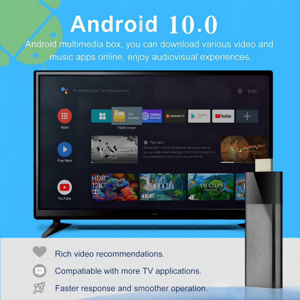 Q6 ATV Stick H313 2GB RAM Google Android Stick Tv 4k Dongle Voice Remote TV Stick