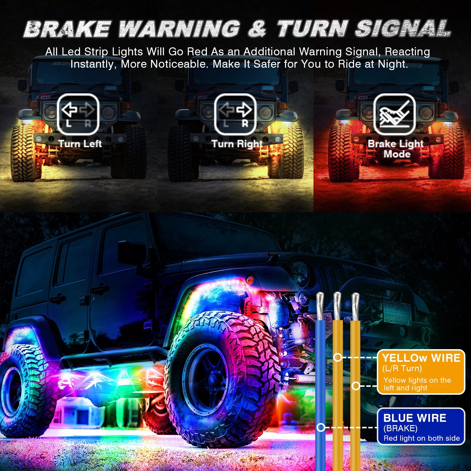 4/6/8/10 Pods Rock Light with Switch Brake Chasing Rock Lights RGBW for Jeep ATV Offroad Truck Boat RV