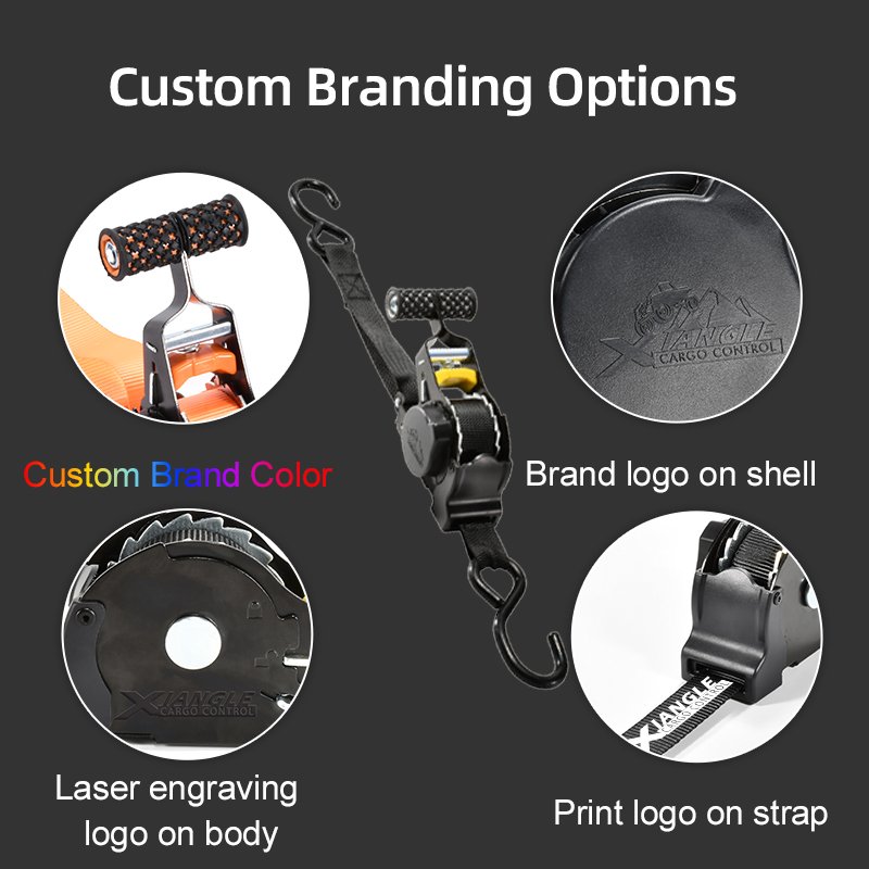 1" X 10ft 1500lbs Break Strength Self Retracting Automatic Retractable Ratchet Tie Down Straps for ATV, Marine, MotorBike