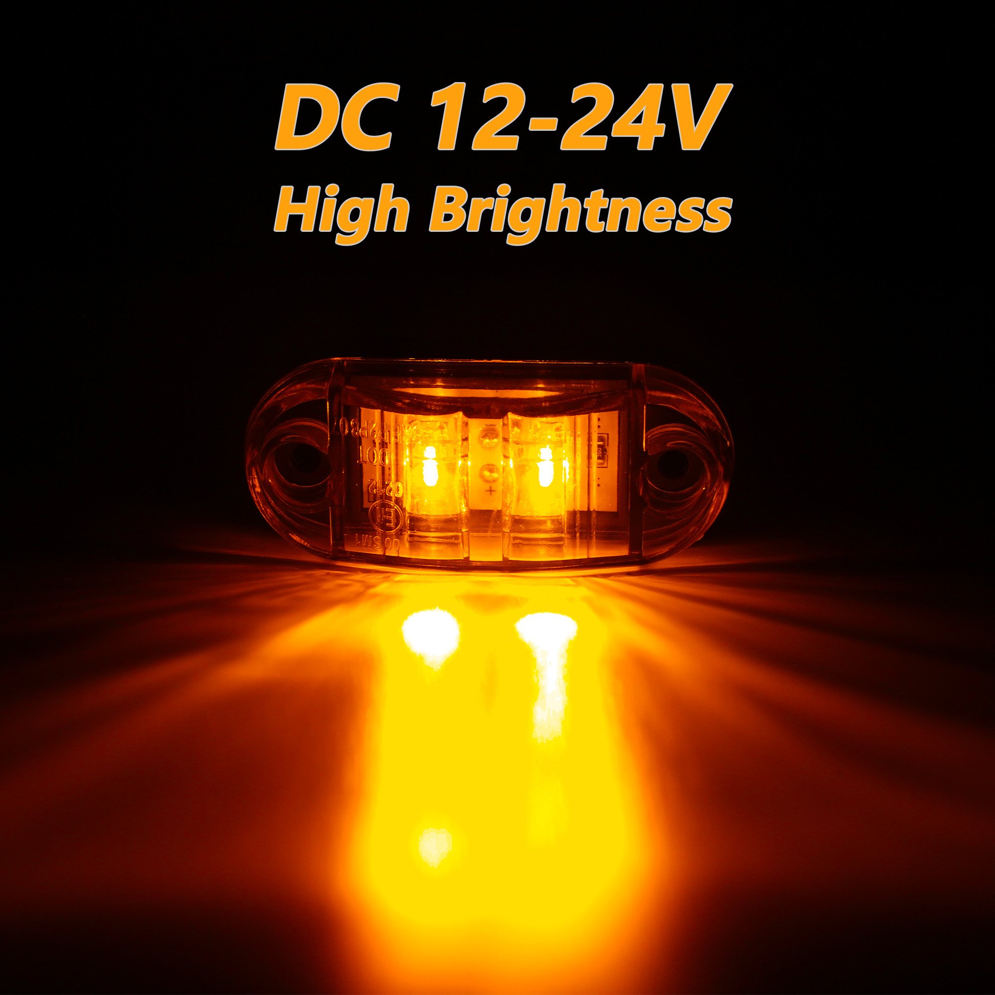 Orange White Red LED Diode Strobe Light 12V 24V Truck Accessory Oval Clearance Trailer Side Marker Lamp for Cars and ATV
