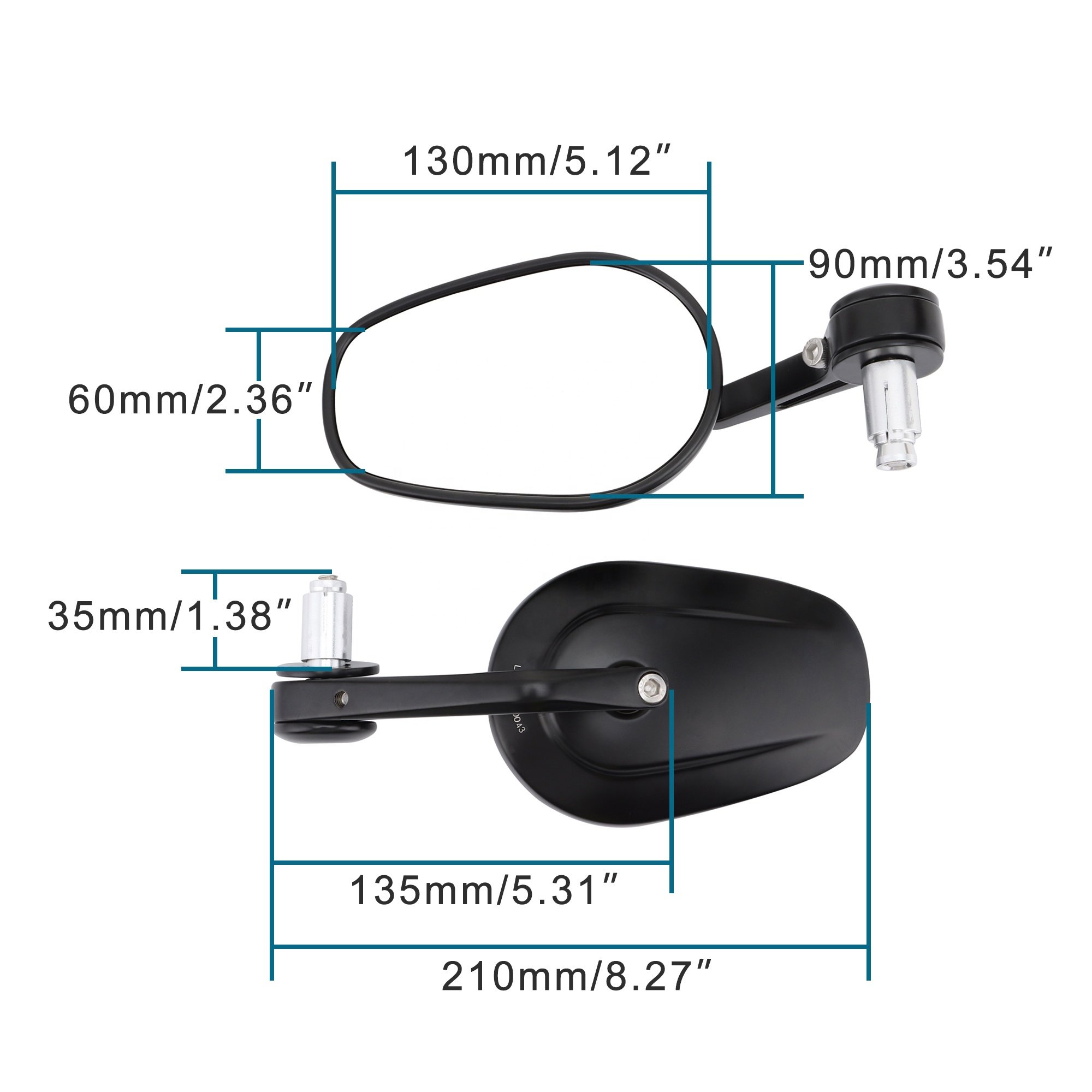 GOOFIT Motorcycle Handlebar End Mirrors Aluminum Alloy Polygonal Replacement for UTV Moped ATV Scooter Quad Pit DirtBike