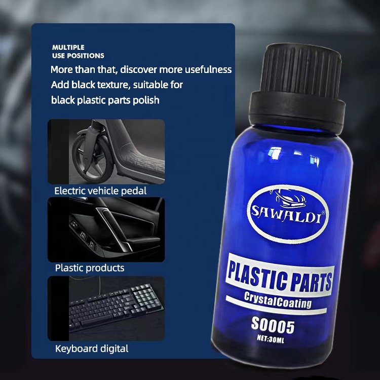30ML Vinyl Plastic Trim Restorer for Cars Restoration Renew Blacken Worn Out Plastic & Vinyl Rubber Surfaces UV Sunlight