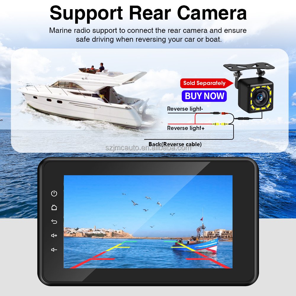 JMC Marine Radio 8inch Touch Screen Boat Stereo CarPlay Android Auto FM AM RDS BT Call Waterpoof for Golf ATV UTV