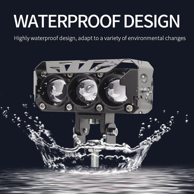 Motorcycle Spot Lights Dual Color White Amber Driving Fog Lights High Low Beam 3Lens LED Pod Lights for Truck ATV UTV SUVs