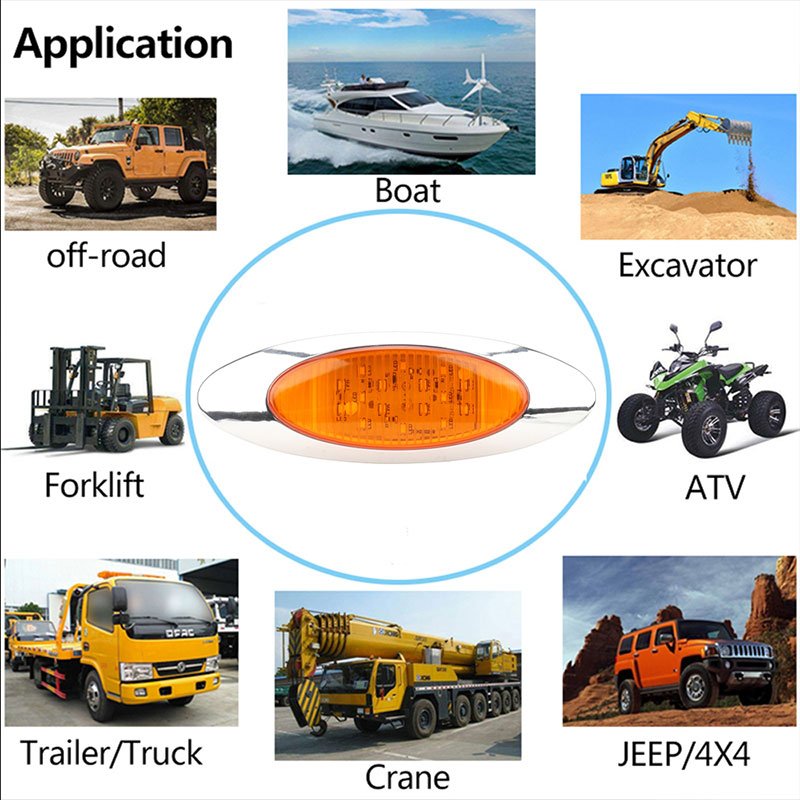 Super Bright 24V Oval Led Truck Lights Led Side Marker Light Truck Trailer for Trucks ATV Crane Off-road