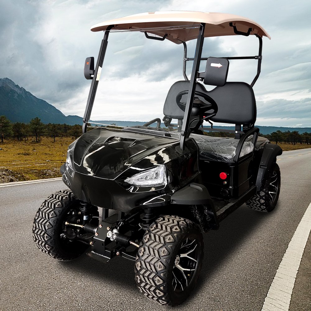 Custom Street Comfortable 2 Seat 4 Wheeler Electric 48V 5KM off Road Lithium Battery Golf Cart Atv Grizzly for Adults