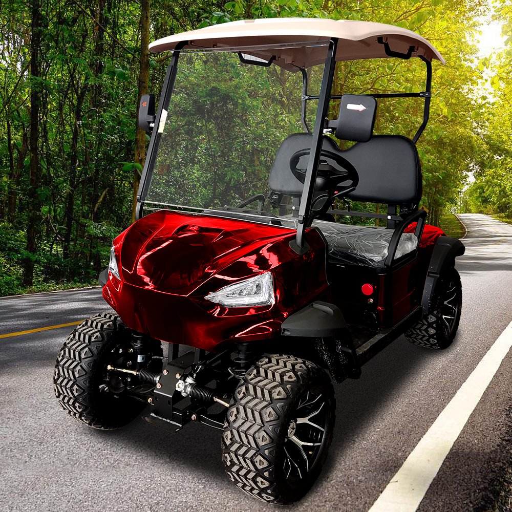 Custom Street Comfortable 2 Seat 4 Wheeler Electric 48V 5KM off Road Lithium Battery Golf Cart Atv Grizzly for Adults