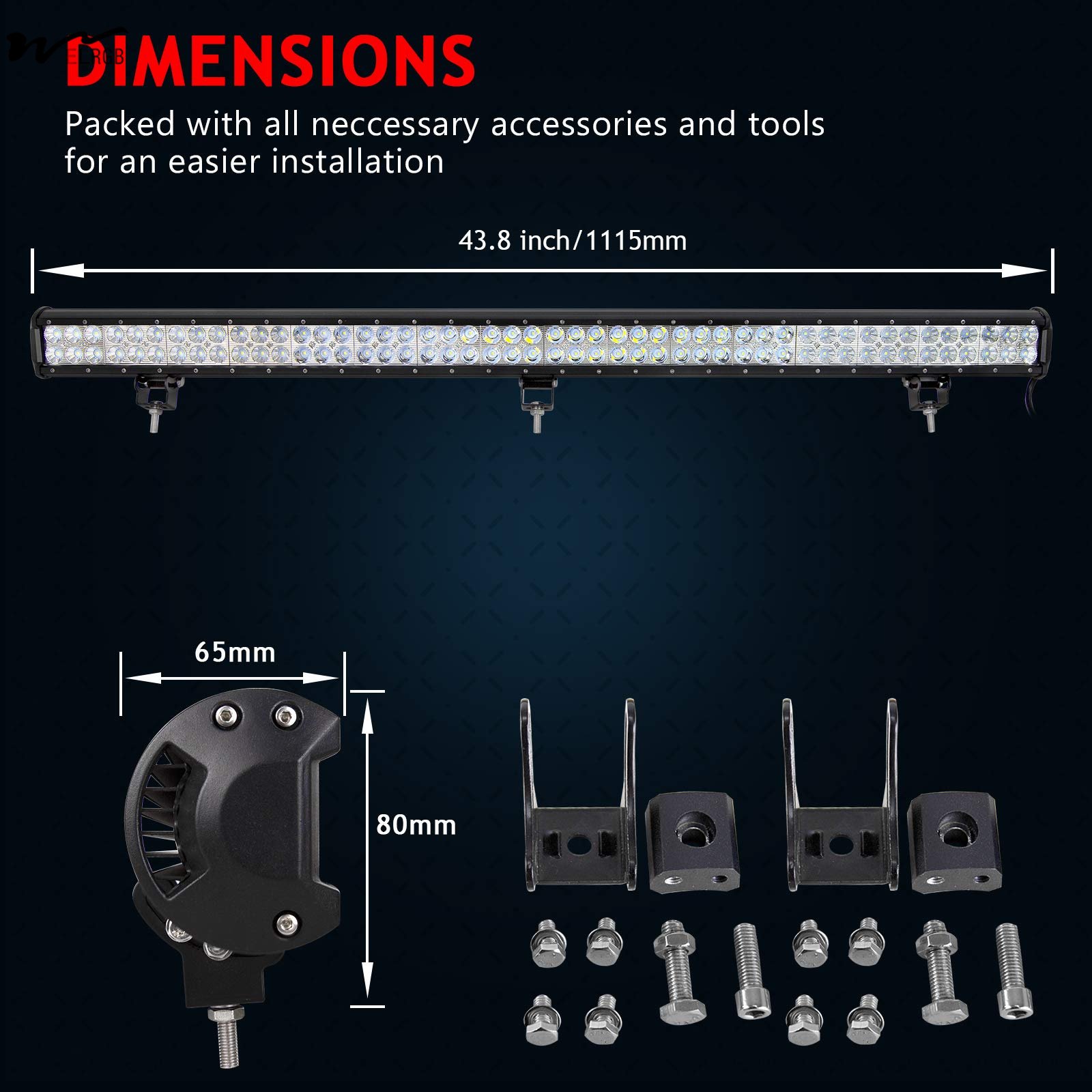 7.62cm 127 cm 288 W LED Light Strip Offroad Spotlight Floodlight Beam 96 X 3 W WORK for Truck SUV ATV 4 X 4 4 WD Headlights