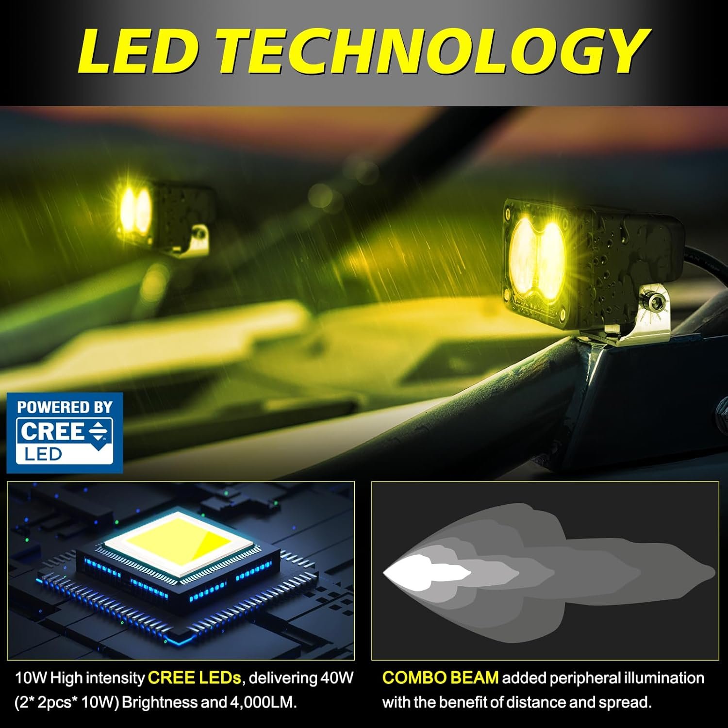 LED Pod Light 3" 40W Cube LED Work Lights Spot Flood Driving Lamp Offroad Truck ATV UTV