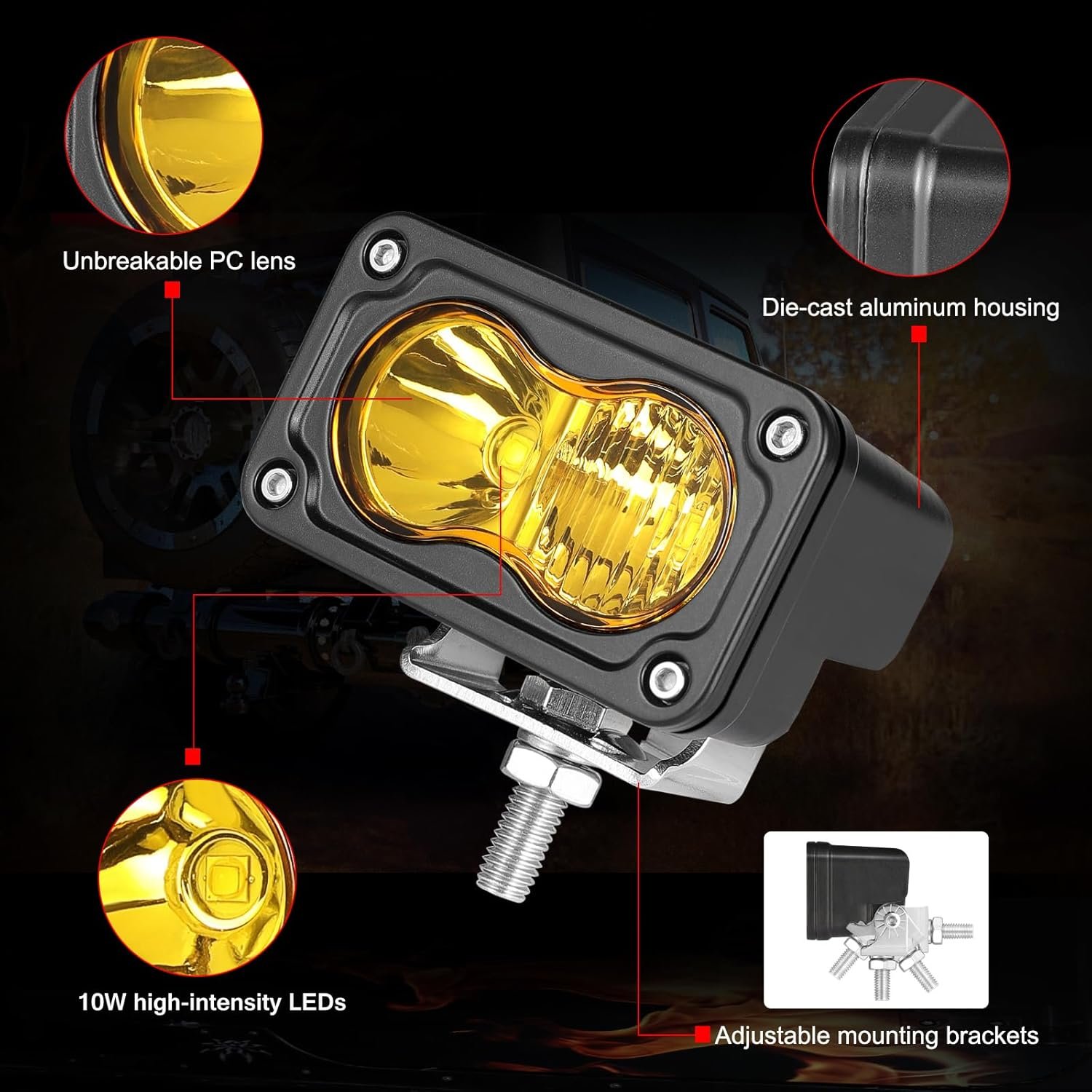 LED Pod Light 3" 40W Cube LED Work Lights Spot Flood Driving Lamp Offroad Truck ATV UTV