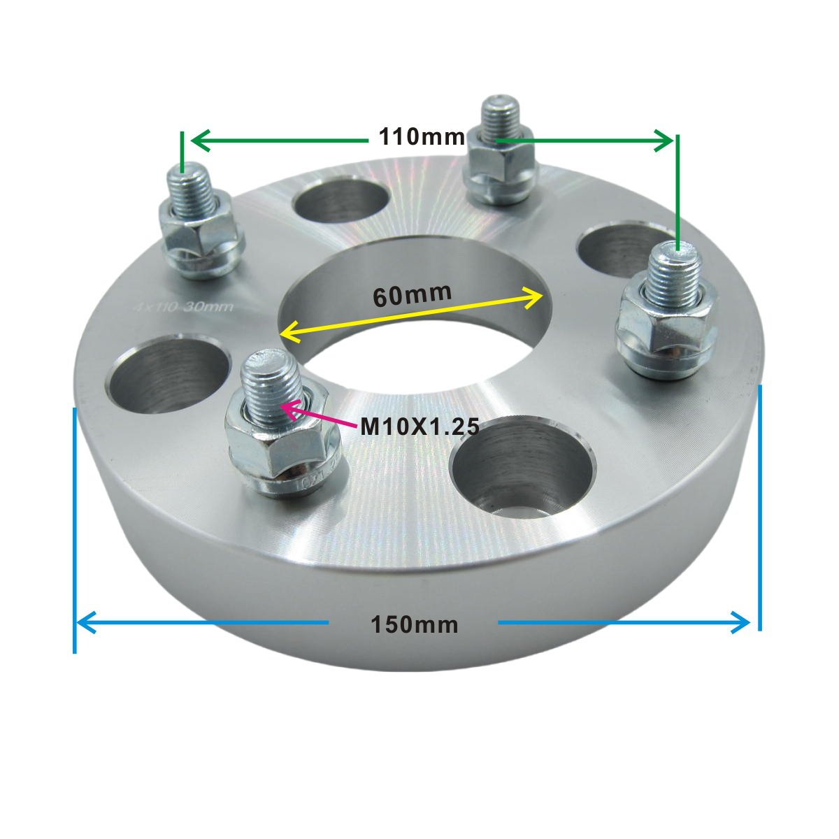 4x110 ATV UTV Forged Aluminum ATV Wheel Spacers 30mm M10X1.25 Nuts for CF Moto 850cc , 1000cc, KYMCO 700cc ATV UTV