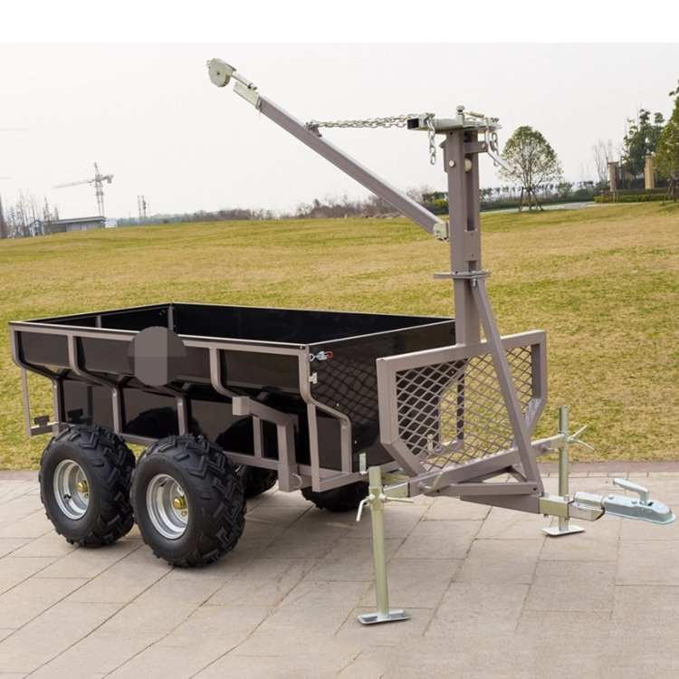 Factory Sale Atv Tow Timber Trailer Galvanised Timber Trailer Max Loading 1420kgs ATV Trailer With Crane Hydraulic Log