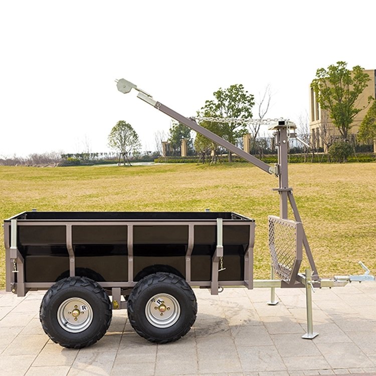 Factory Sale Atv Tow Timber Trailer Galvanised Timber Trailer Max Loading 1420kgs ATV Trailer With Crane Hydraulic Log