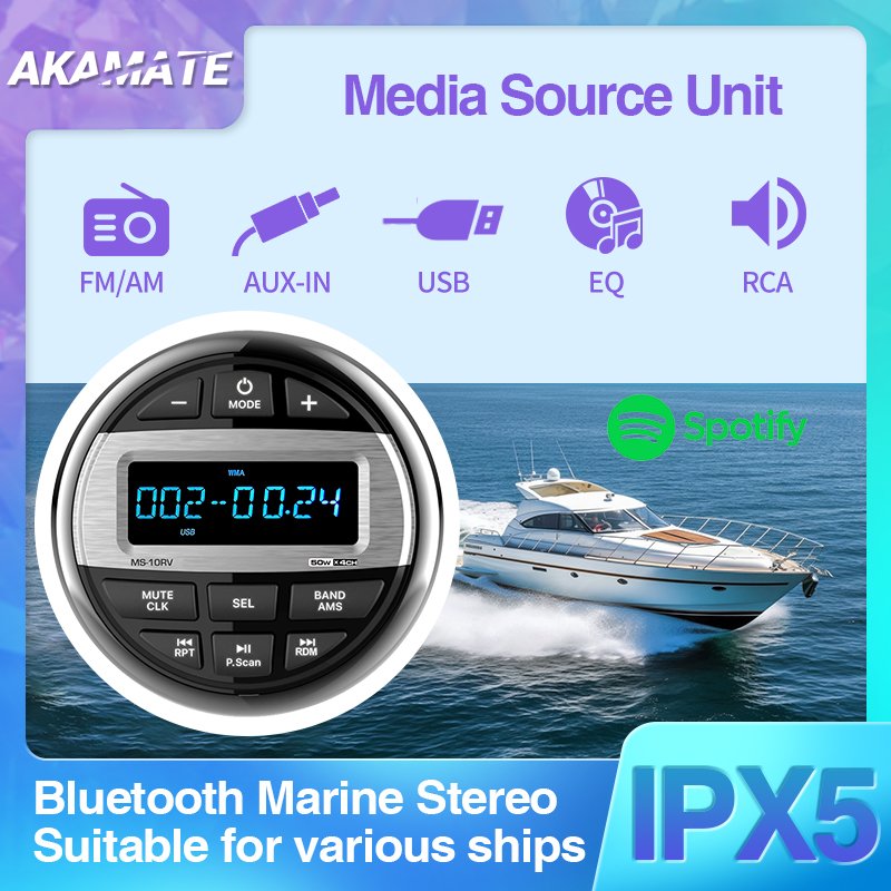 GRANDnavi Marine Radios Speakers Marine Audio Stereo Power Sport Media Player Boat Yacht ATV UTV Motorcycle