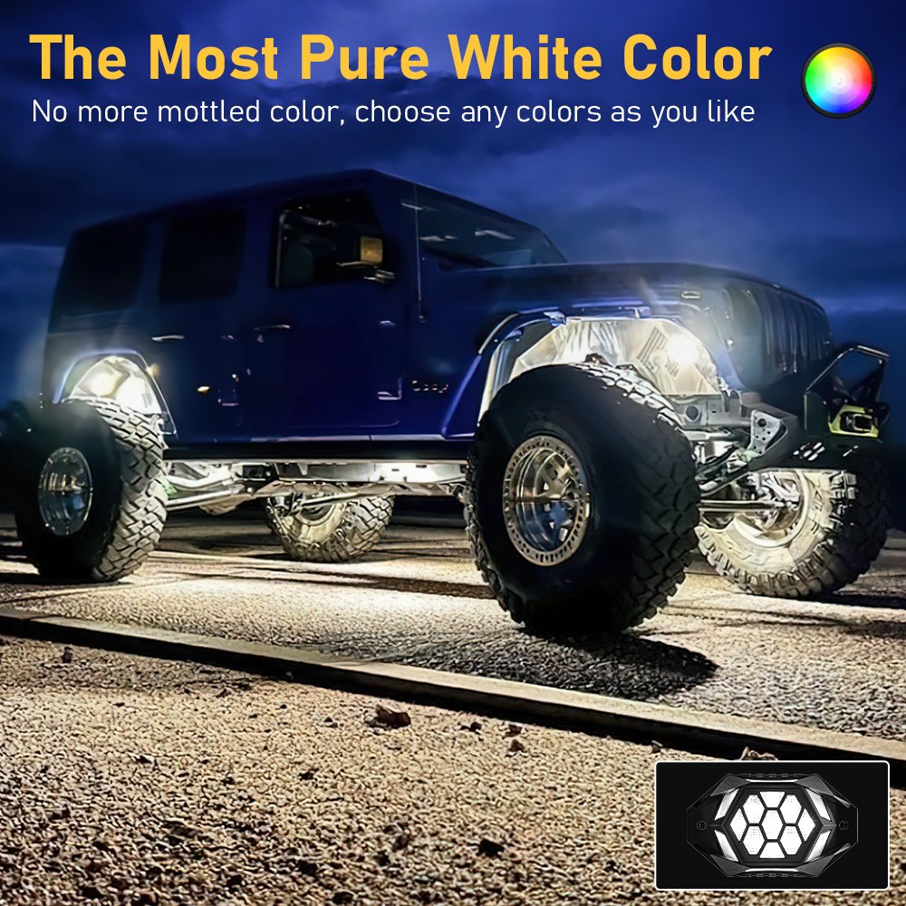 121 Modes 4 8 12 16 Pods RGB RGBW LED Rock Lights with Brake Light Turn signal Offroad Truck ATV Underglow Rock Neon Light Kits