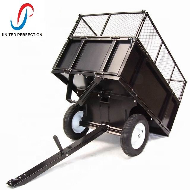 Multi-Purpose Steel Tow Behind ATV Utility Trailer Low MOQ Feature Tipping Yard Garden Cart Lawn Trailer Motorcycle ATV Trailers