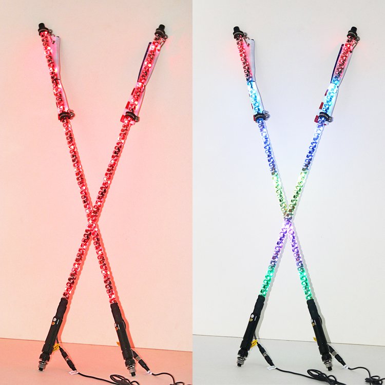4 Feet RGB Dancing LED Whip Lights With Antenna U.S. Flag for ATV UTV Trucks Jeep