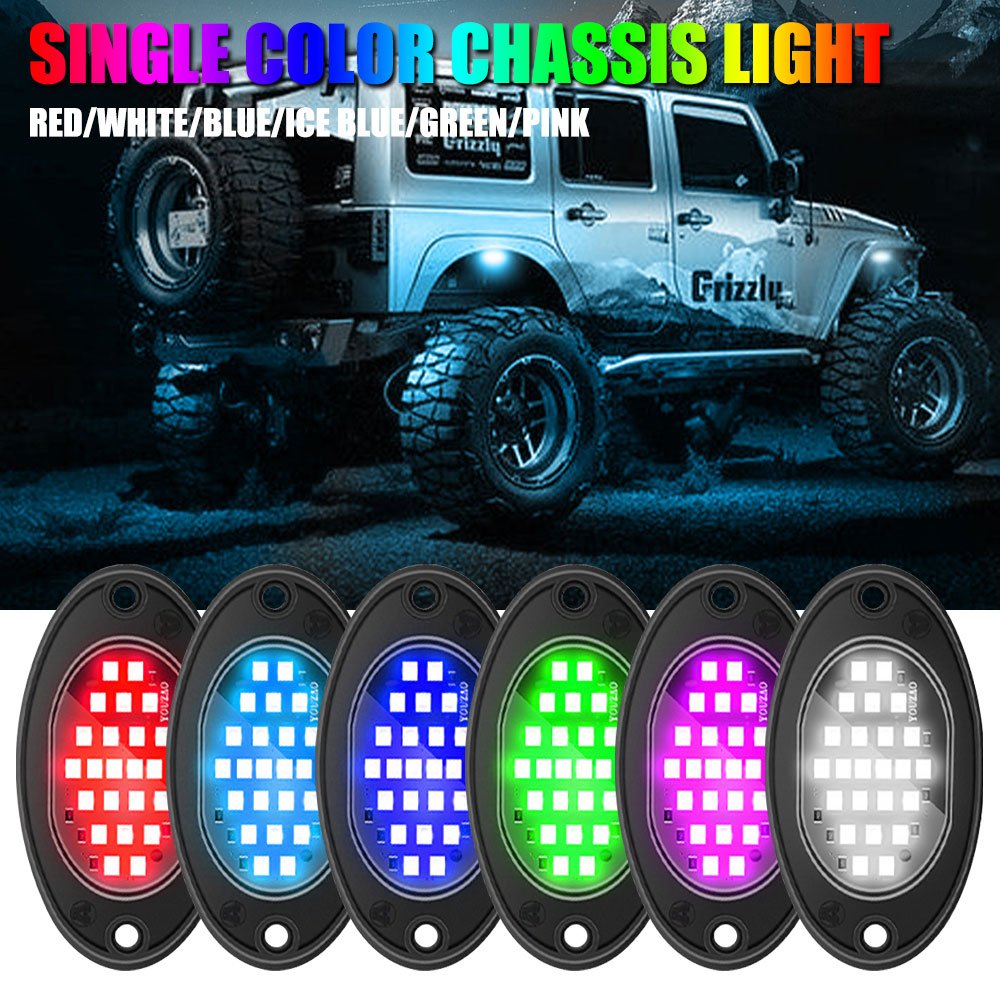 12V Waterproof Multicolor 24 Led 2835 Car Trunk LED Rock Light Pure for Car off Road Suv Atv Utv Atmosphere Chassis Light