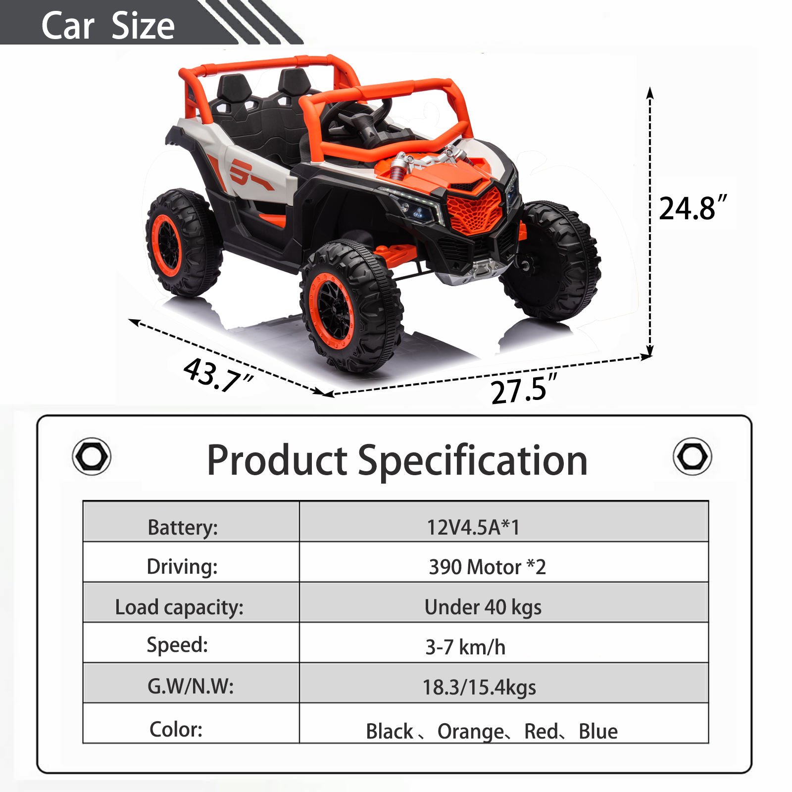 12v 7Ah 2-Seater Ride on Truck Electric Ride on Car for Kids Battery Powered Off-Road Ride on Toys