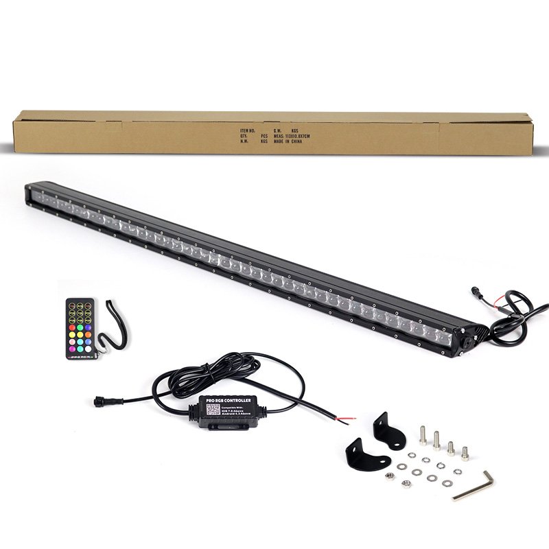 Dual Row White and Chasing RGB LED Light Bar by APP&Remote Control Driving Light Bar for Car, Truck, ATV, UTV