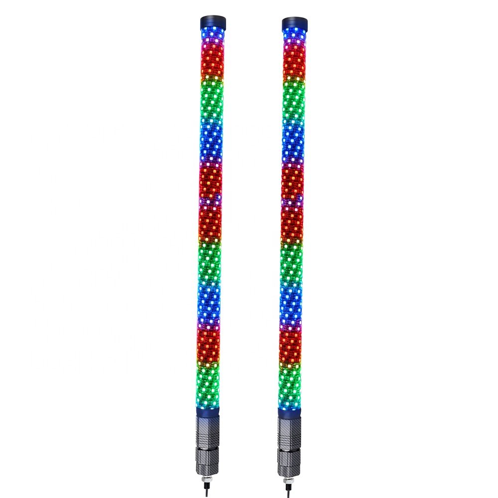 2FT New Chubby Whip Fat LED Whip App Remote Control Music Sync Brake Turn Reverse Function Lighted Whip