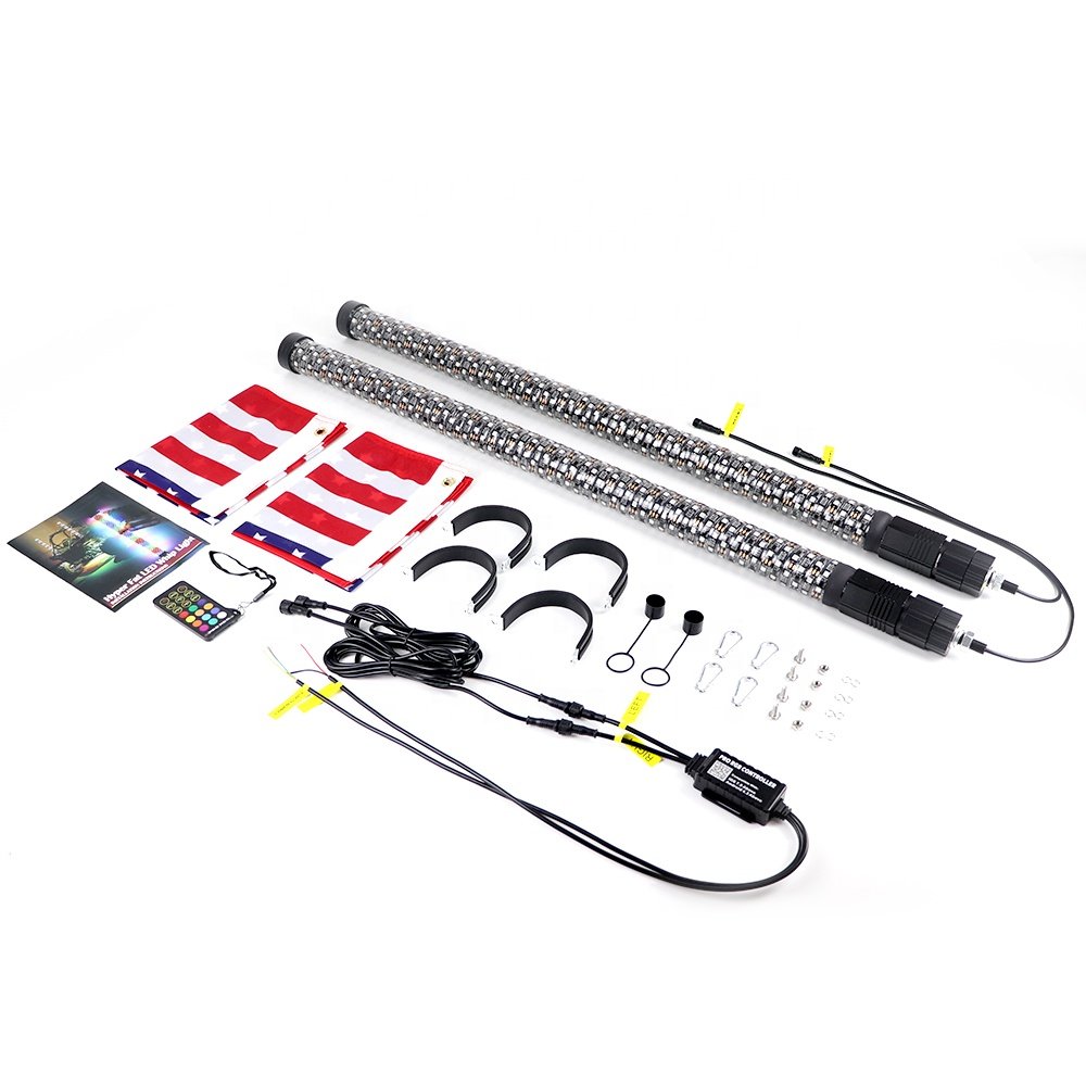 2FT New Chubby Whip Fat LED Whip App Remote Control Music Sync Brake Turn Reverse Function Lighted Whip